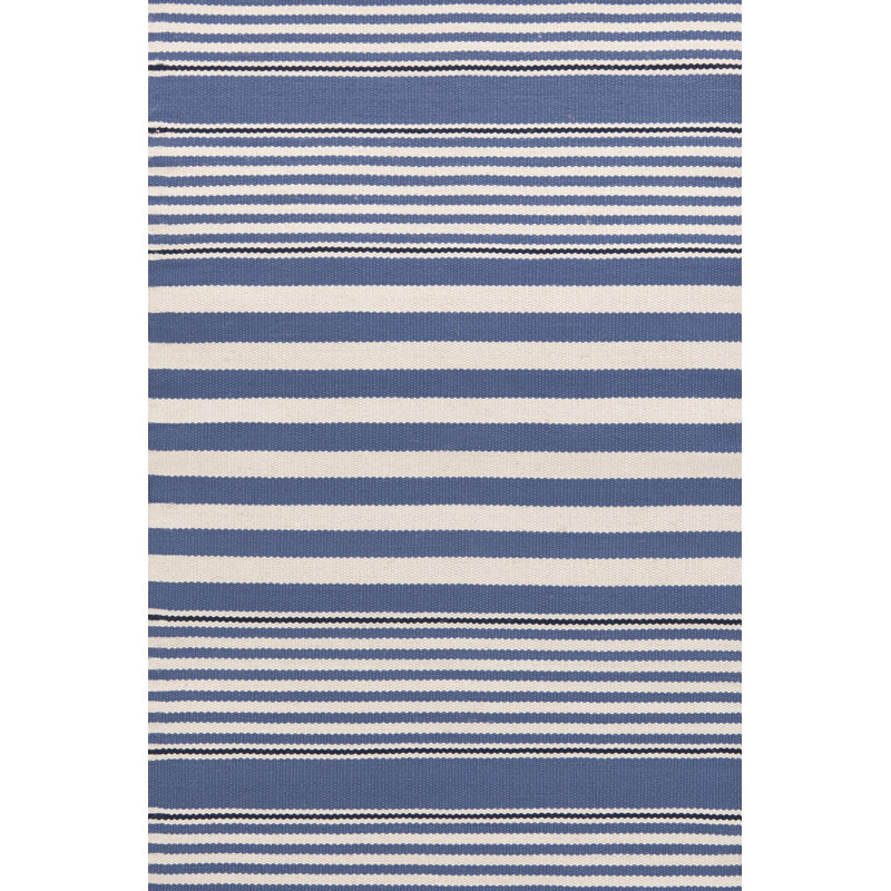 Dash and Albert Rugs Rugby Stripe Hand Woven Blue Indoor/Outdoor Area